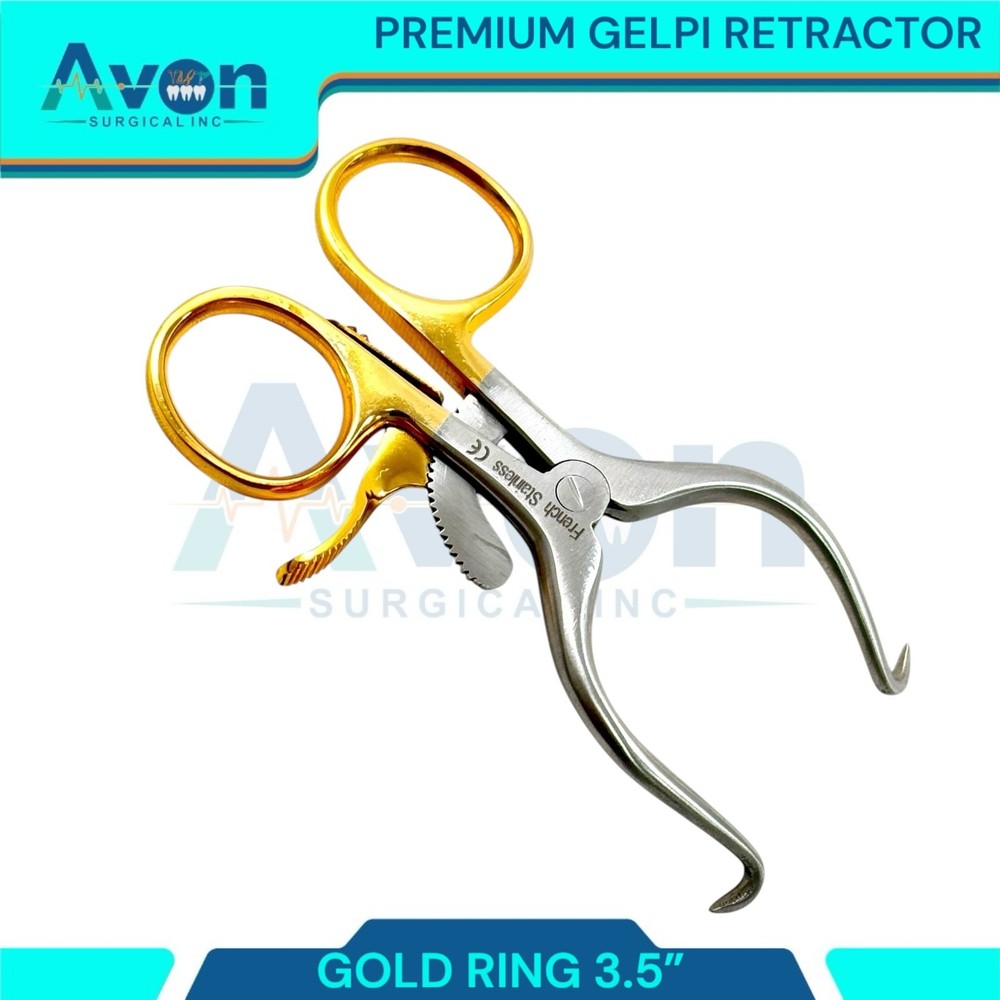 Self Retaining Sharp Pronged Retractor Spreader, Gold Handle, Premium (1 Piece)