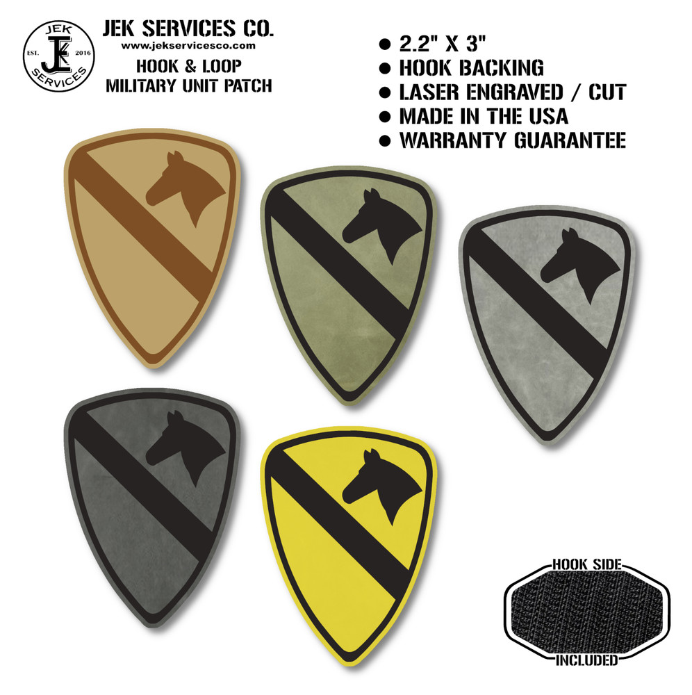 1st Cavalry Division Engraved Tactical Morale Patch, 2.2" x 3" Hook & Loop