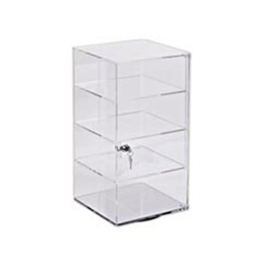2 DISPLAYS Rotating Spinner 4-Shelf Acrylic Tower Display Comes with Lock & Key
