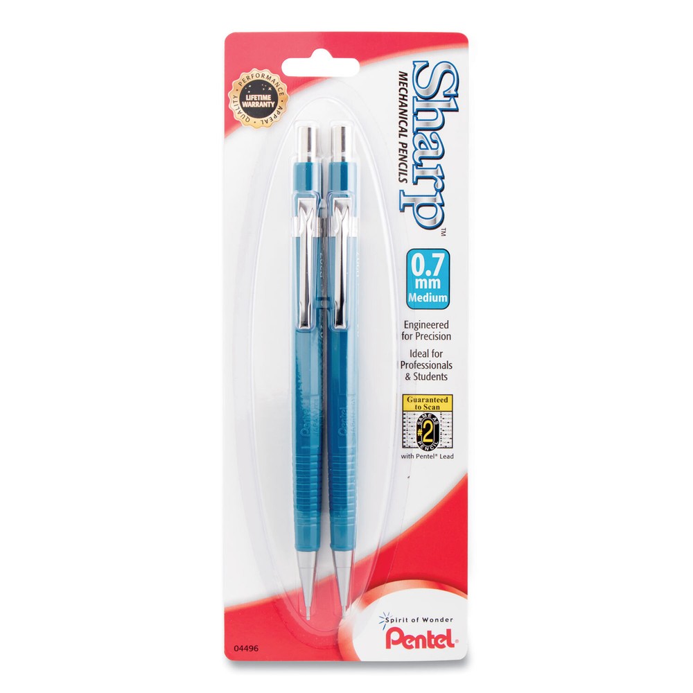 Pentel Sharp Mechanical Drafting Pencil, 0.7 mm, Blue Barrel, 2/Pack