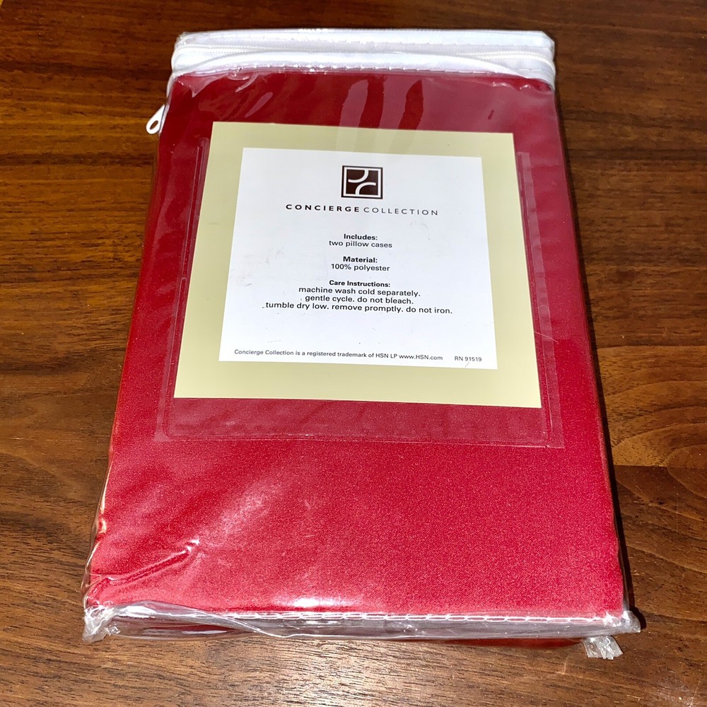 CONCIERGE COLLECTION Matte Satin Pillow Cases Standard Set Deep Red
