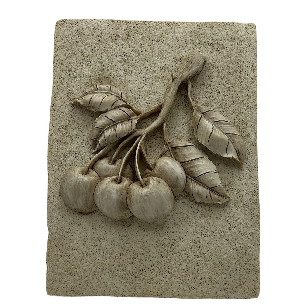 Cherries Wall Hanging Stone Texture Farmhouse Cottage Core Kitchen Decor