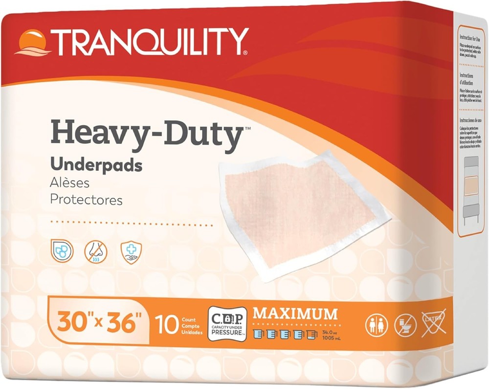 Tranquility Heavy-Duty Underpad, 30'' x 36'', Maximum Absorbency, 40ct