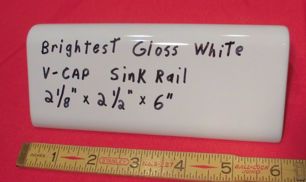 1 pc. "Brightest Gloss White" V Cap; Ceramic Trim Tile; Counter Top Edging: NEW