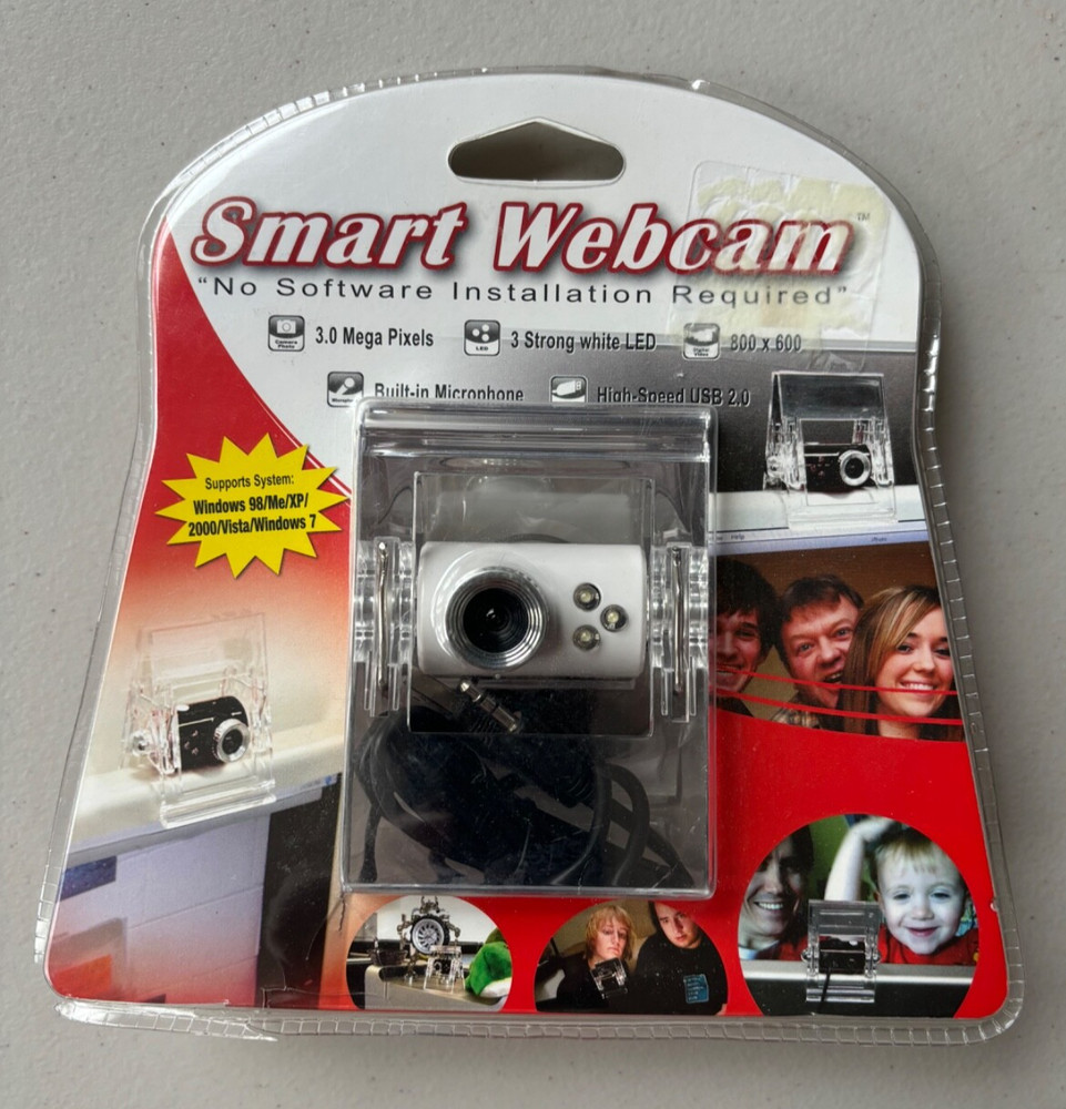 Smart Webcam -USB 2.0- 3 LEDs- Built-in Microphone 3 MP New