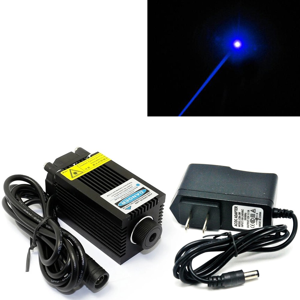 Focusable 450nm 2500mW 2.5W Blue Dot Laser Diode Module with 12V Adapter