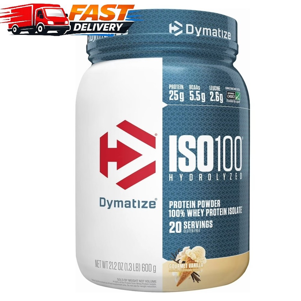 Dymatize ISO100 Whey Protein Isolate Vanilla 20 Servings 25g Protein Low Carb