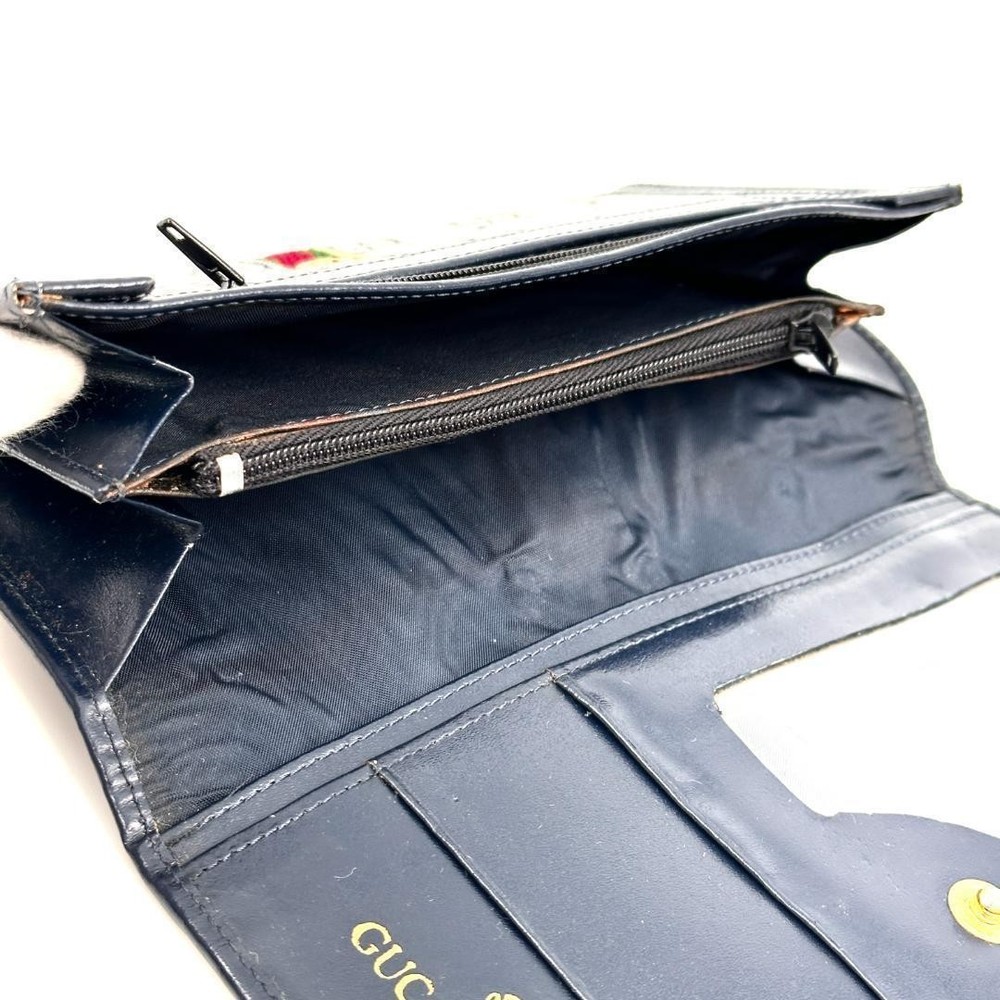 Gucci GG Pattern Sherry Line Long Wallet Navy