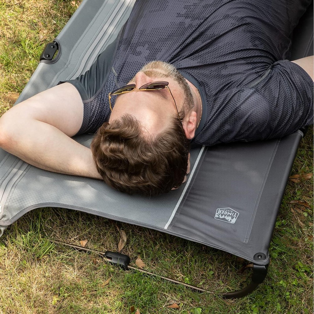 TIMBER RIDGE 20-Second Quick Set-Up Camping Cot, Lightweight Aluminum Folding Co