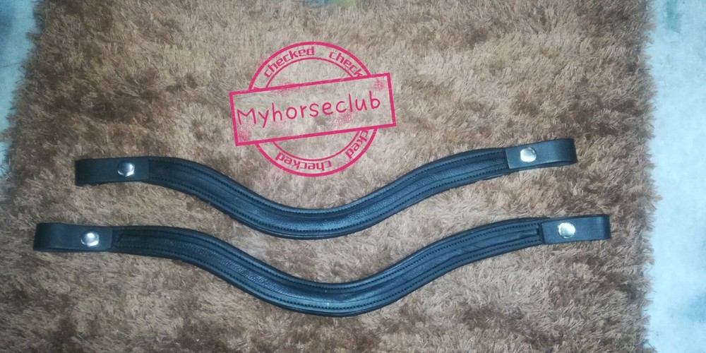 U SHAPE EMPTY 8MM CHANNEL BLACK LEATHER SOFT PADDING WITH SNAP BROWBAND SIZE ALL