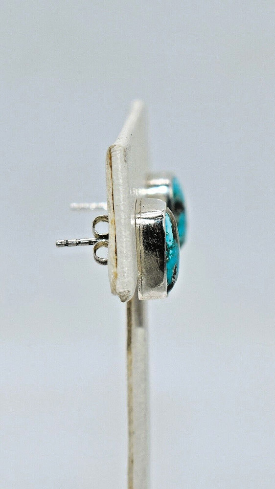 Campo Frio Turquoise Sterling Silver Rectangular Earrings by Ryan Schoolfield