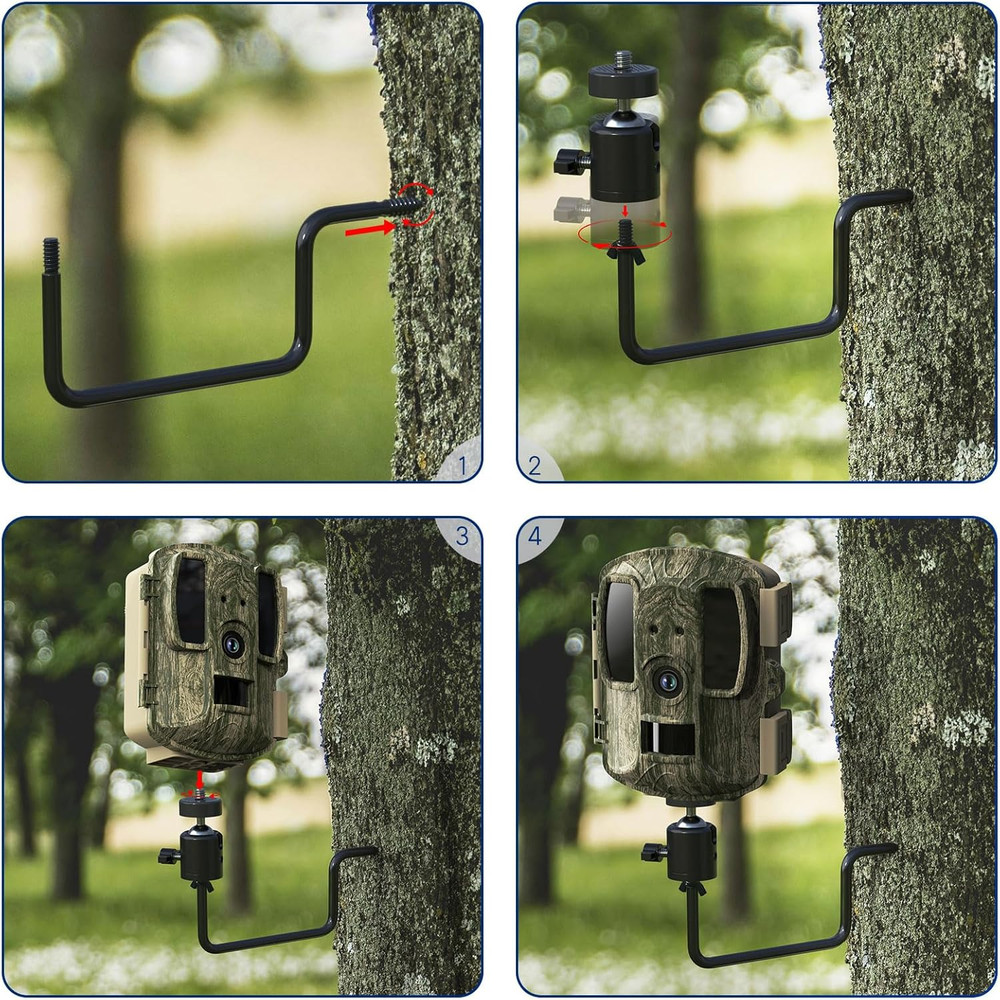 Trail Camera Tree Mount: 360 Degrees Adjustable Game Camera Mount with 1/4 Inch