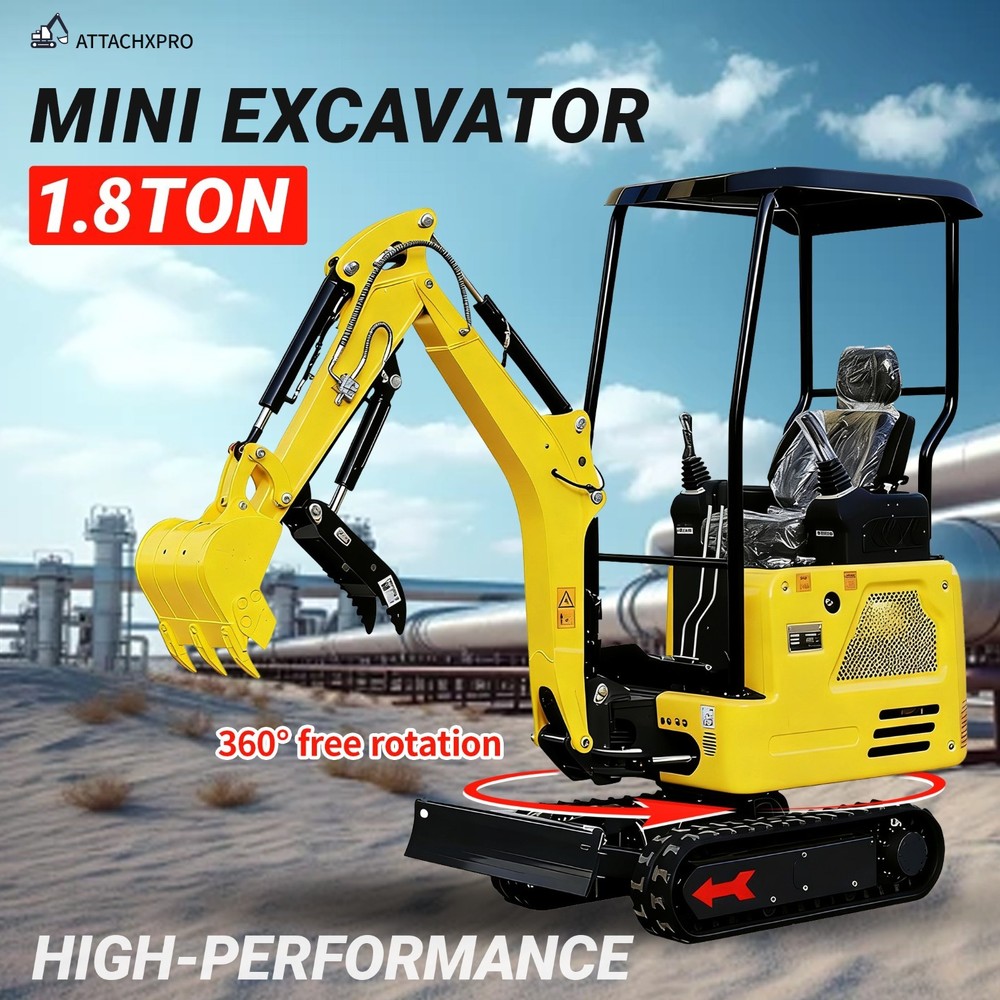 Mini Excavator Kubota D722 Engine Side Swing with 11 attachments Free Ship