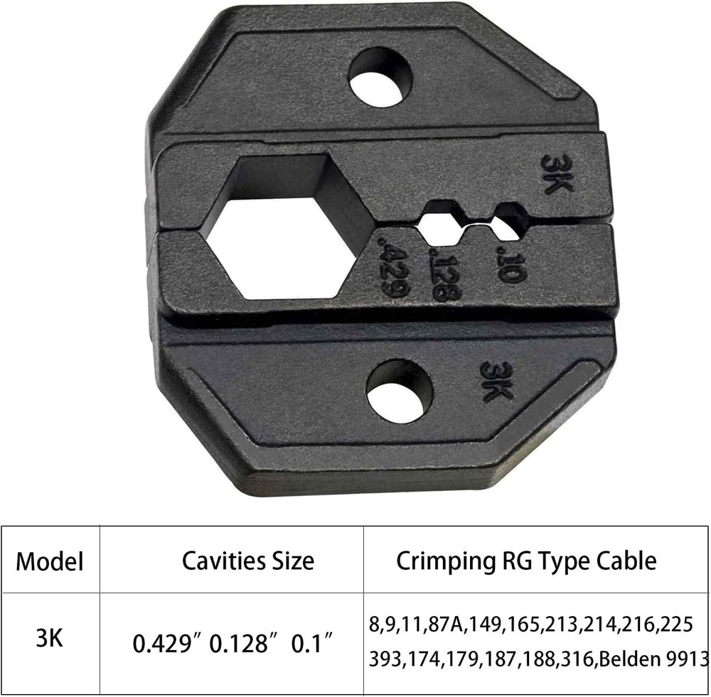 Coax Crimper Crimping Tool with 3 Interchangeable Dies for BNC SMA N PL259 UH...