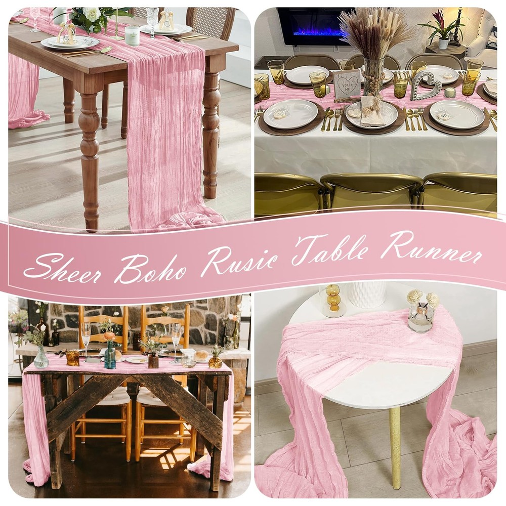 15 Pack Light Pink Cheesecloth Table Runner 17 x 108 inch Cheese Cloth Table ...