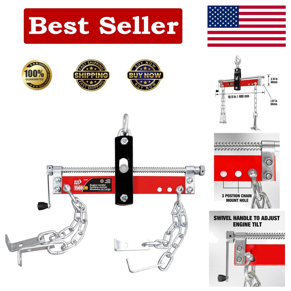 Rugged Steel Engine Leveler with 3 Chain Positions & Quick Adjustment 1500 lb