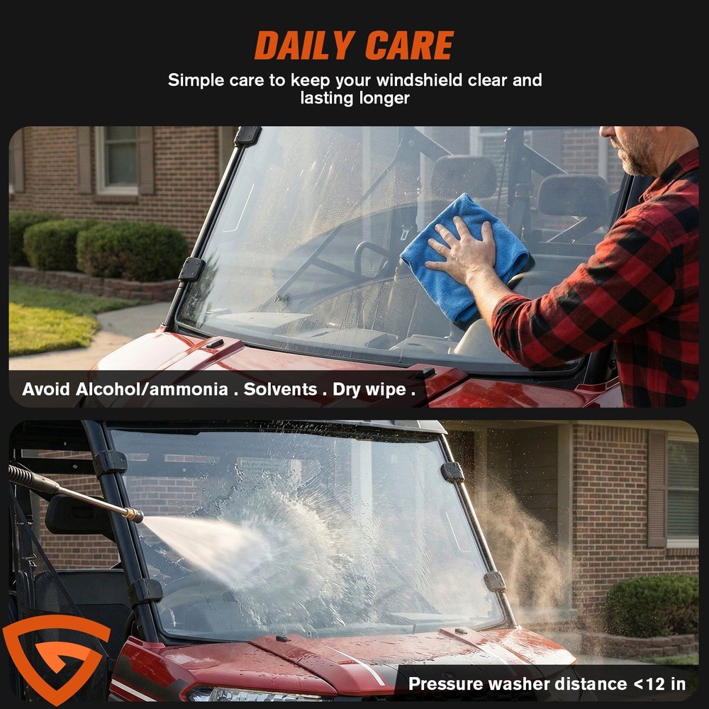 UTV Full Front Windshield for Polaris Ranger XP 900 XP 1000 /Crew 2013-2026
