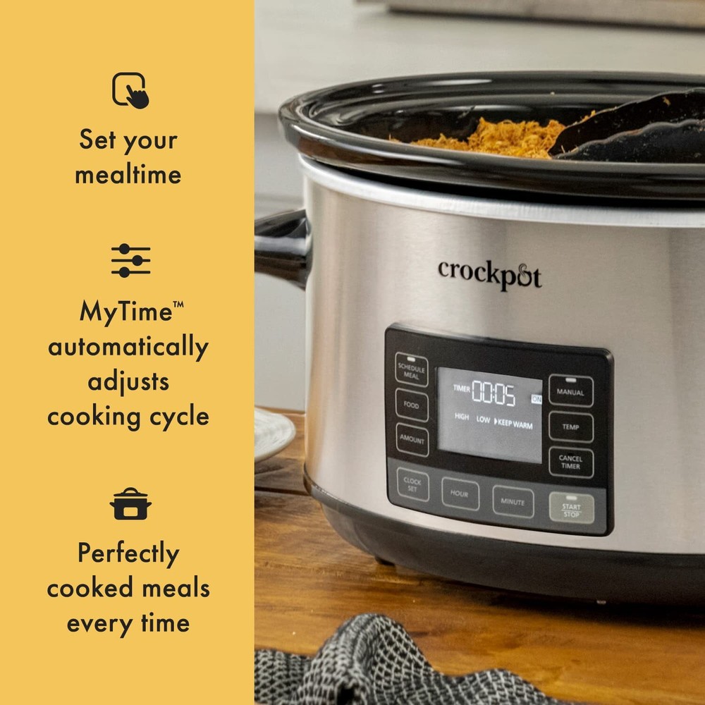 Crock-Pot 7-Quart Slow Cooker Portable Programmable Stainless Steel