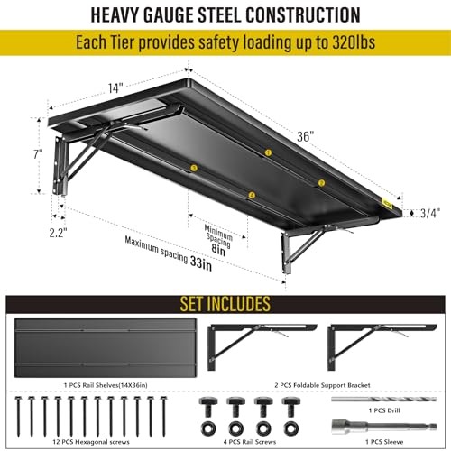 1.2x3ft Adjustable Rail Type Folding Storage Rack Shelf, Suitable 1.2x3Ft Black