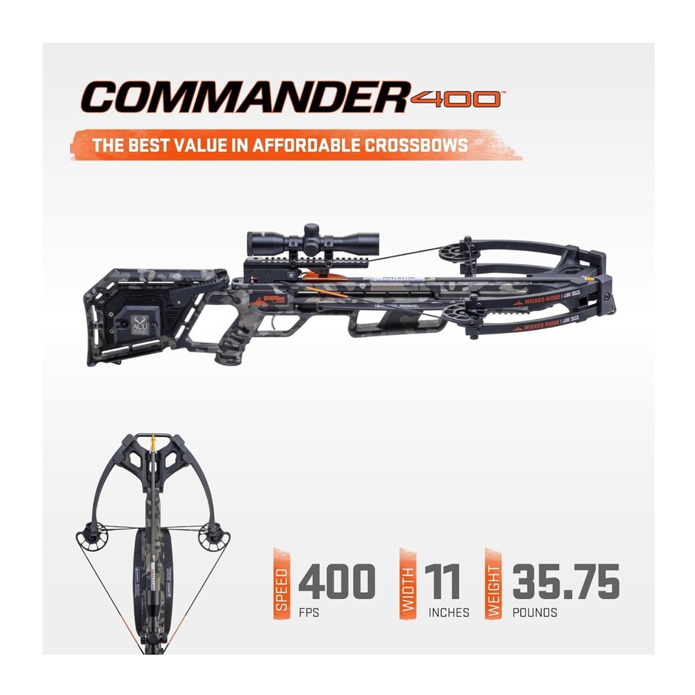 Wicked Ridge Commander 400 Crossbow Peak XT 400 FPS Bundle