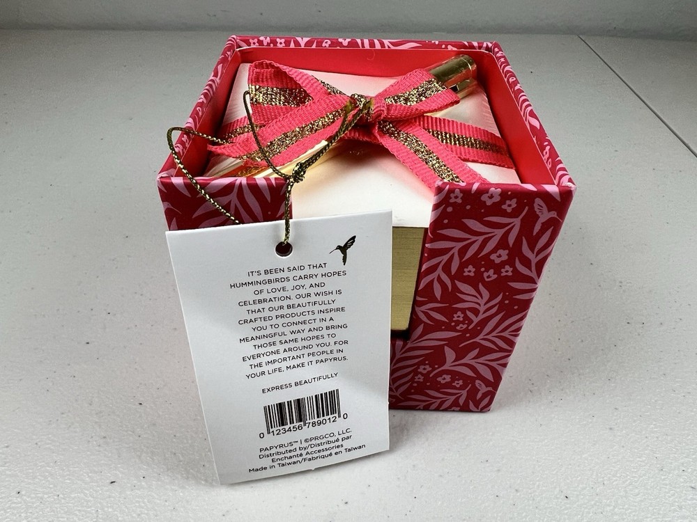 Papyrus NOTE ORGANIZER WITH PEN SET 600 Pages CUBE Paper Stack Pad PINK & GOLD