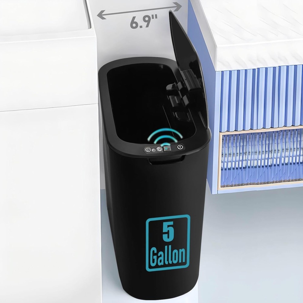 5 Gallon Motion Senor Bathroom Trash Can W/ Lid Automatic Garbage Can Touchless