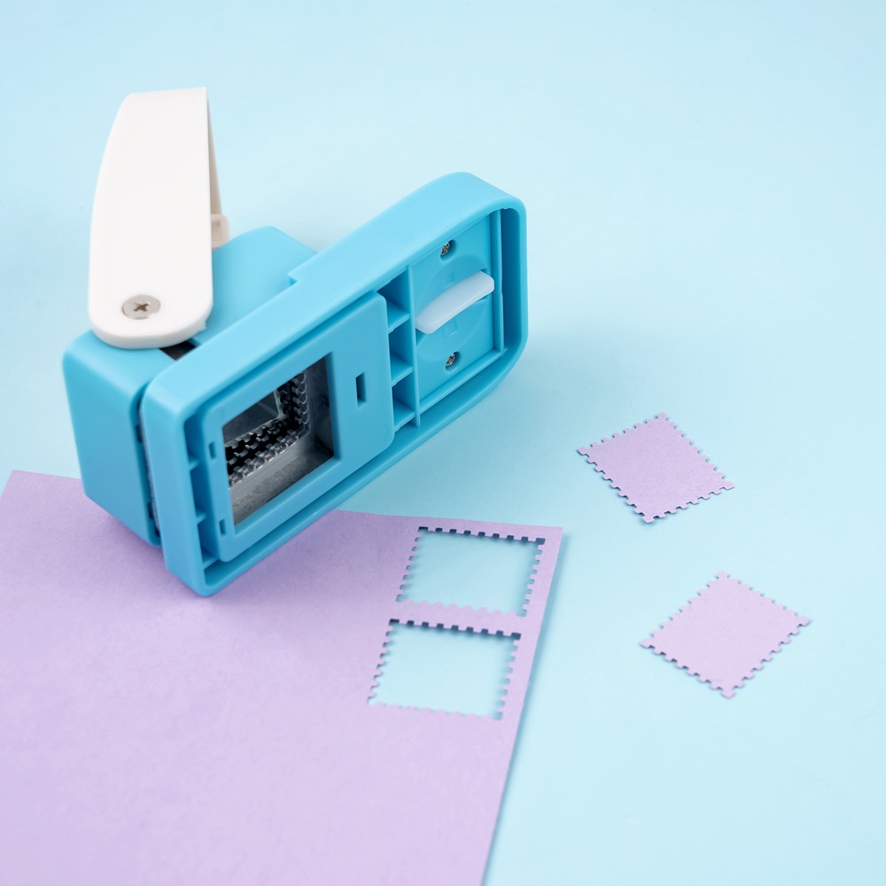 Silver 1x0.8inch Rectangular Postage Stamp Punch for Paper Crafting Scrapbooking