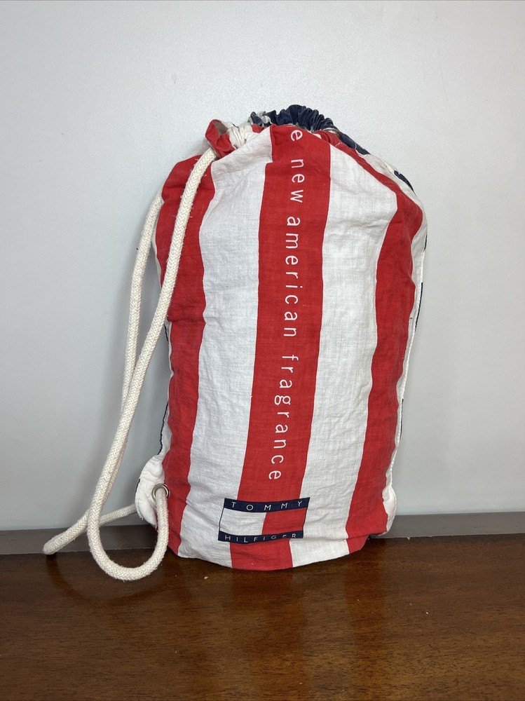 Vintage Tommy Hilfiger American Flag Drawstring Bag