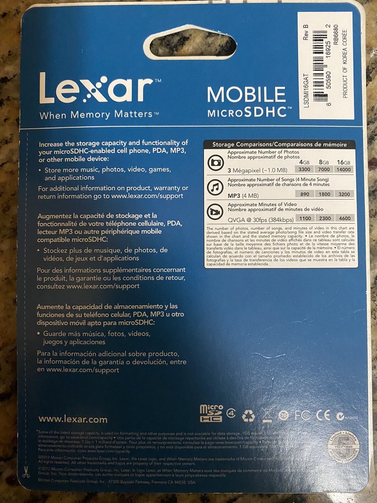 Lexar Mobile MicroSDHC 16GB Class 10 Micro SDHC 16 GB