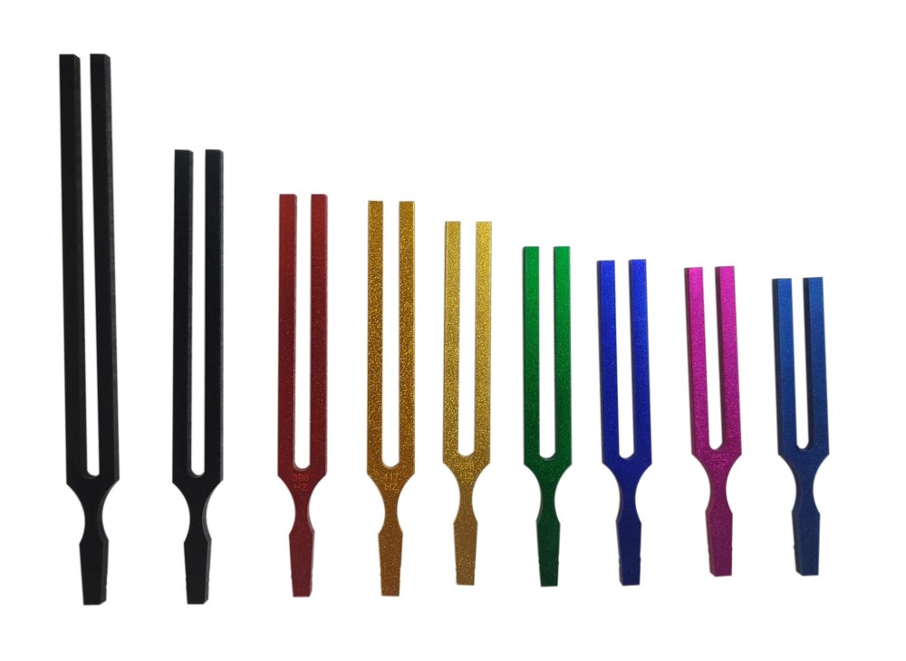 🌟 Solfeggio Tuning Forks – 9 Fork Colored Premium Starter Healing Kit
