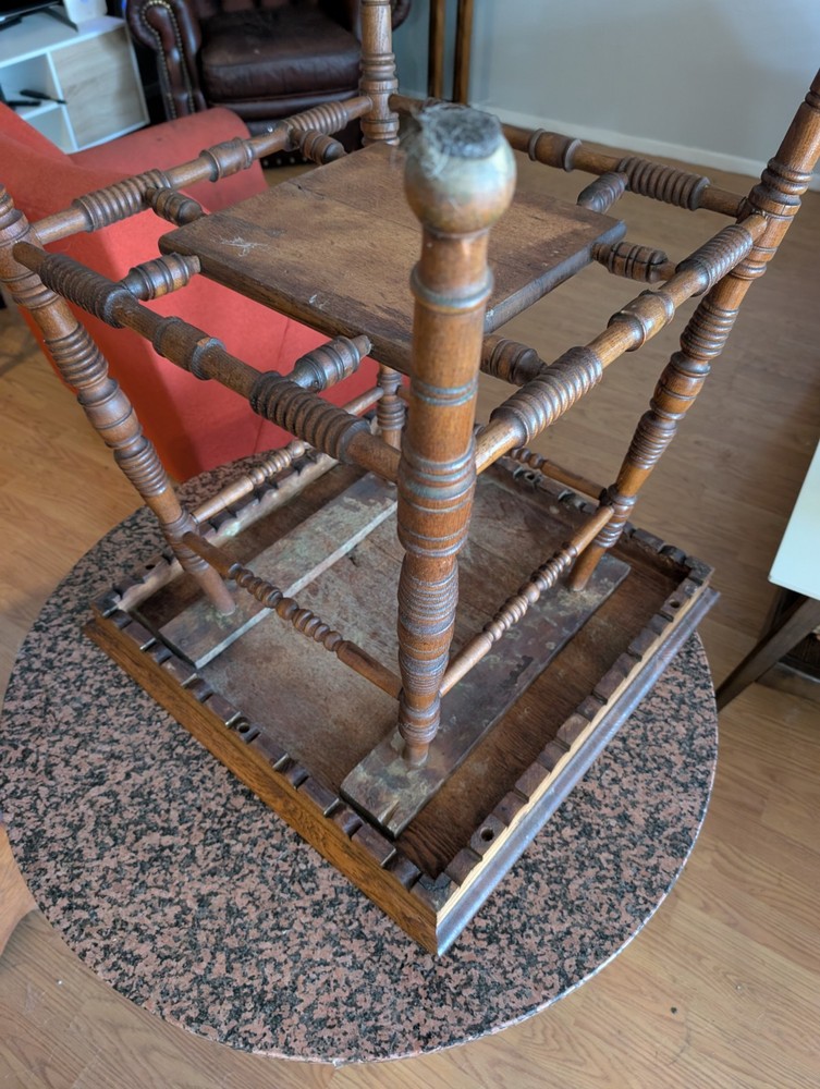 Antique Victorian Spindle Style Oak Accent Side Table