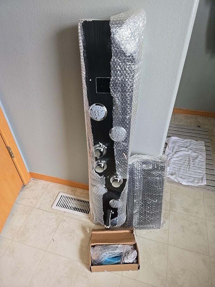 Shower Panel Tower led Black / Chrome 4 Jet, Rainfall, Handheld, 6 Function