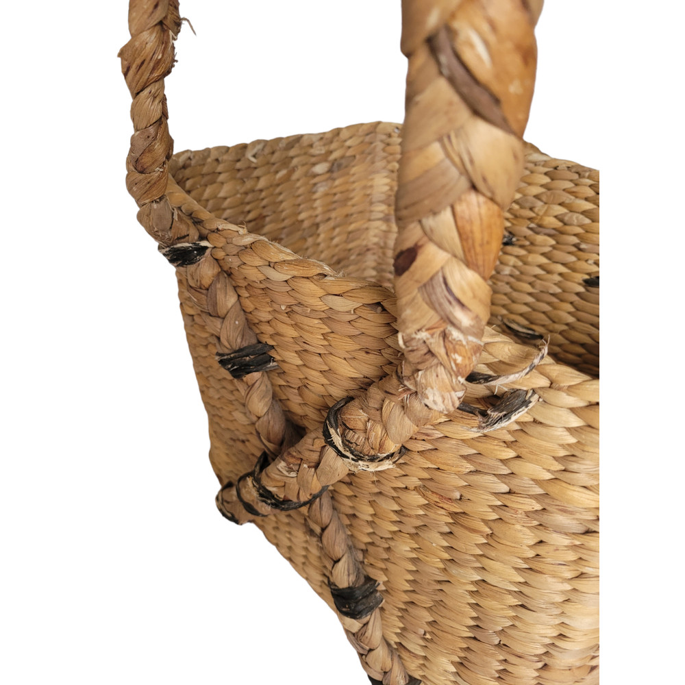 Vintage Raffia Large Two Handle Rectangle Basket - Bohemian Home Decor Storage