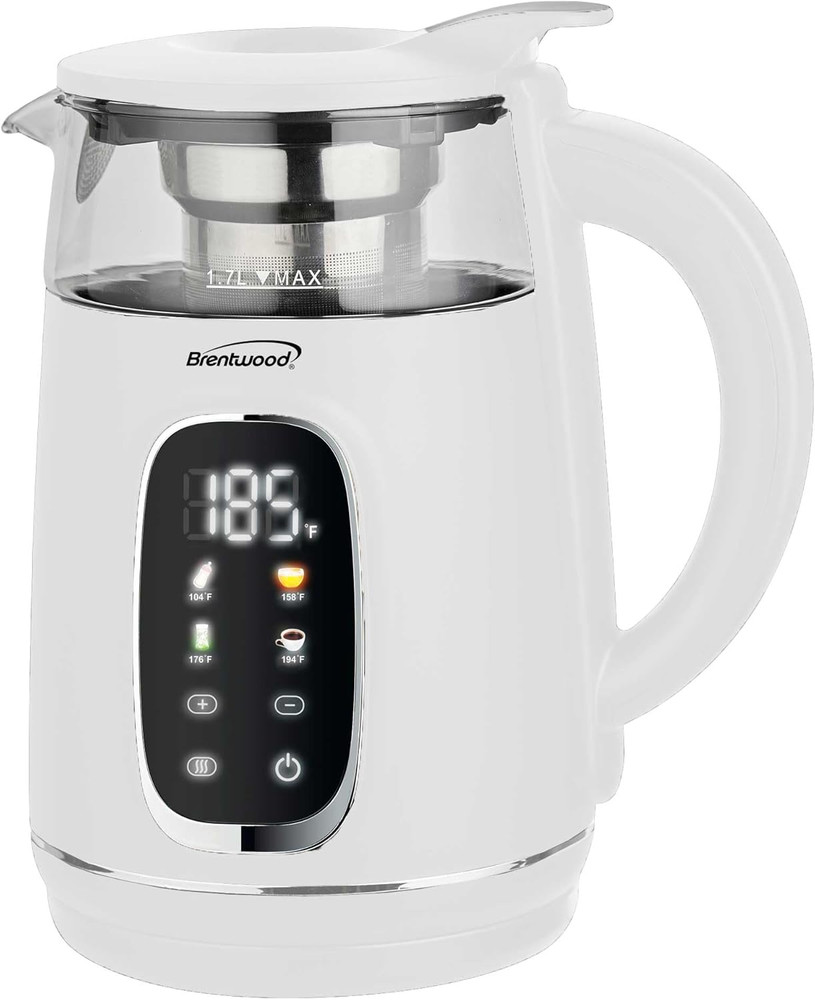 1100W 1.7L BPA Free Cordless Digital Glass Electric Kettle with Tea Infuser, 360