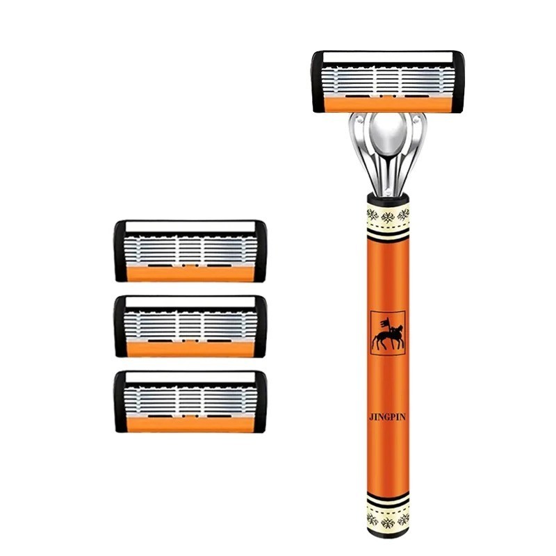 6-Layer Men’s Safety Razor Set Sharp Stainless Steel Shaver Replaceable Blades