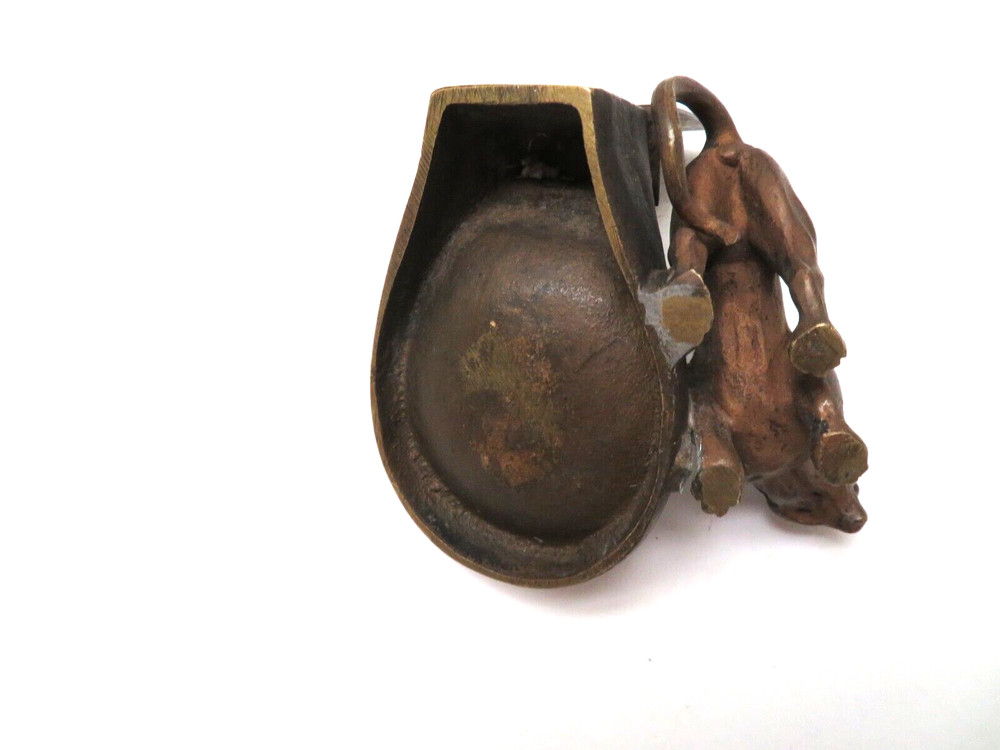 Antique Bronze Pipe - Match Holder w/ Sculptured Cougar