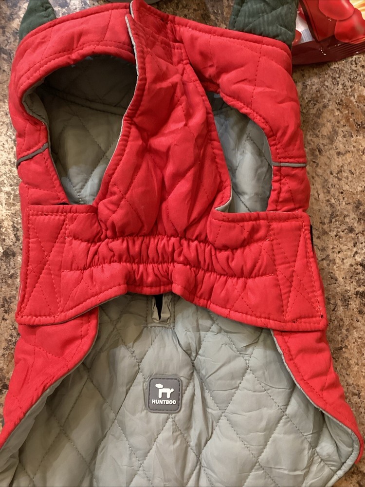 Huntboo Dog Jacket Size Large Red/grey