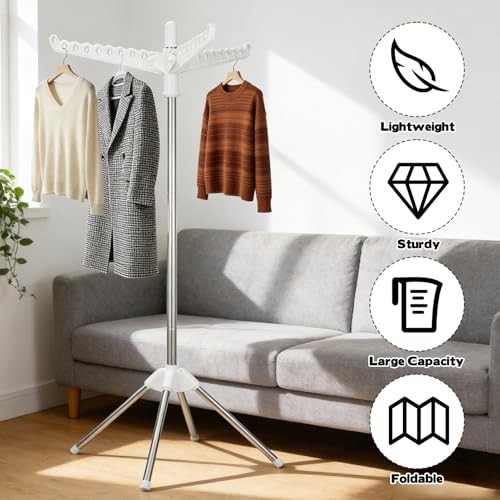 Rotatable and Foldable Clothes Drying Rack 59 Inch Laundry Drying Tree with 27