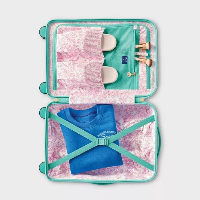 Roller Rabbit x Target - Disco Hearts Wave Carry On Suitcase White/Teal - NWT