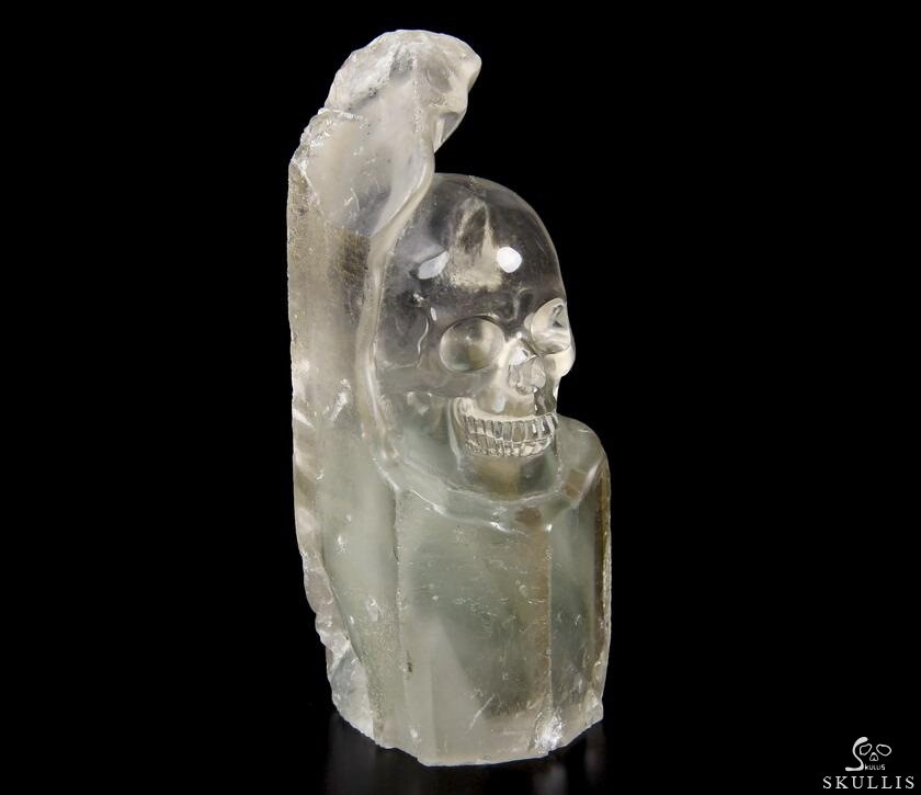 3.5" Phantom Quartz Rock Carved Crystal Skull