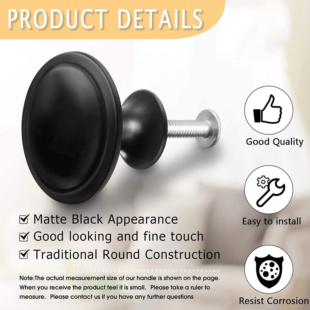 Lot of Kitchen Cabinet Knobs Hardware Drawer Cupboard Handle Pulls Black Round