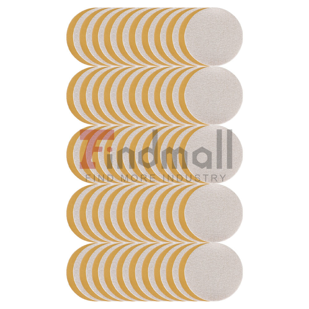 100 Pcs 320 Grit 5" NO-Hole Disc Hook Loop Pads Sanding Discs Flocking