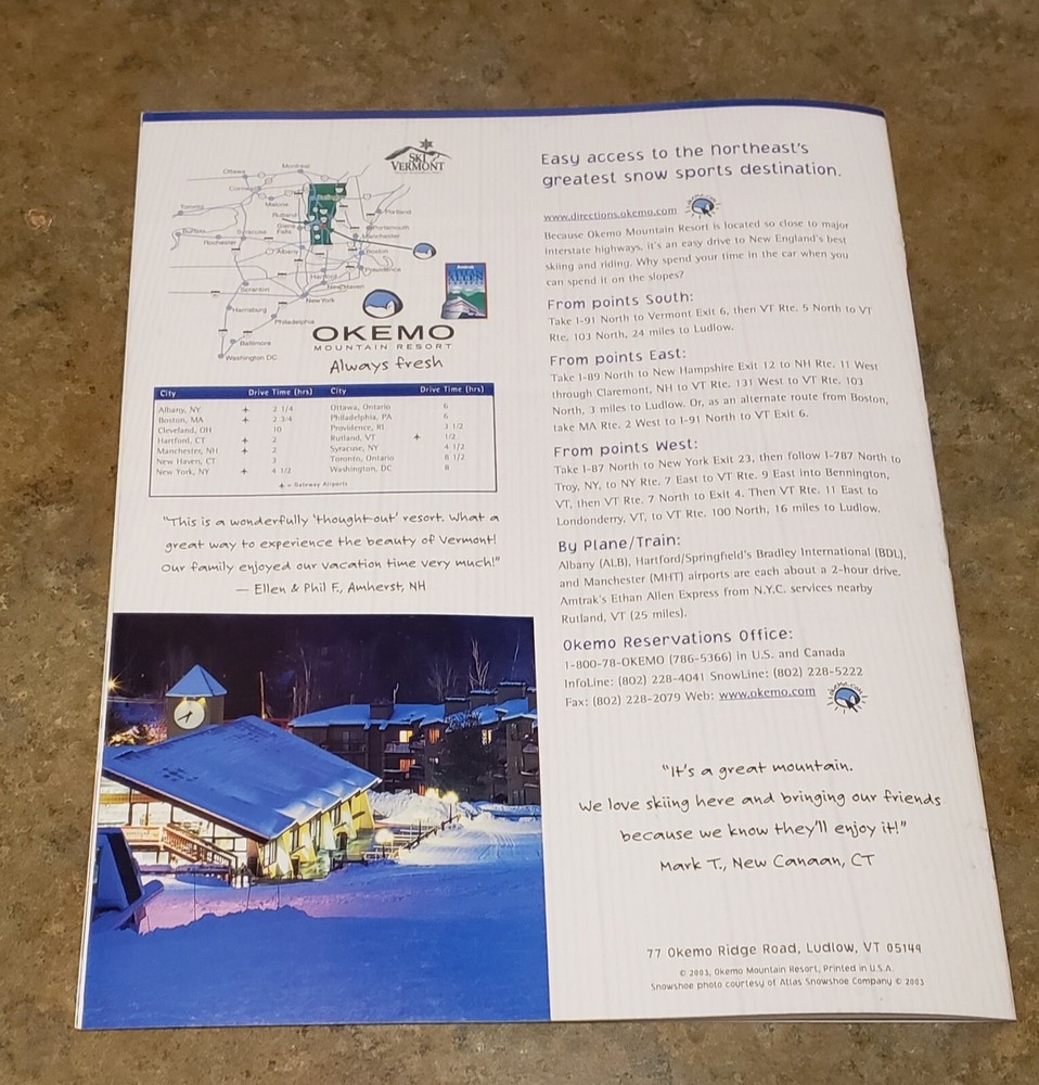 Vintage 2003/04 OKEMO WINTER 20 PAGE GUIDE PLUS A 2019/20 TRAIL MAP UNUSED MINT