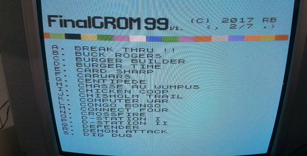 TI99/4A Finalgrom99 Cartridge SD Card Reader.