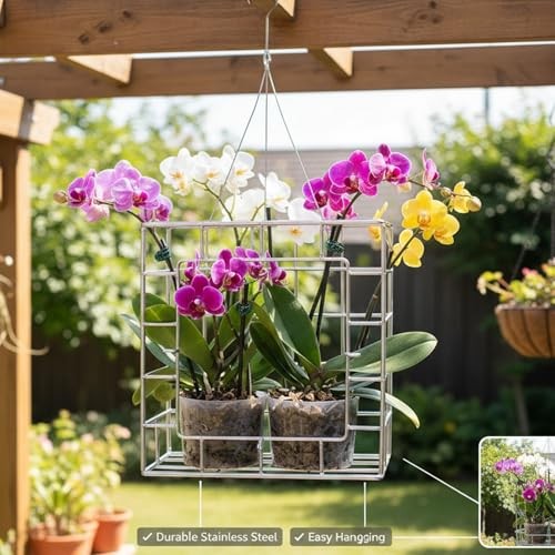 Rustproof Vertical Hanging Basket for Orchids & Outdoor Plants-304 Stainless