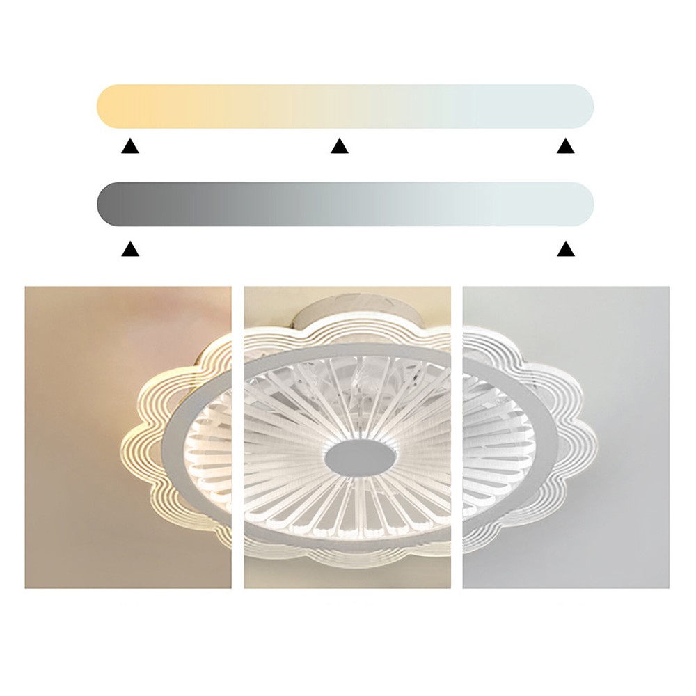 Flush Mount Ultra Thin Ceiling Fan Light Dimmable LED Chandelier+Remote Control