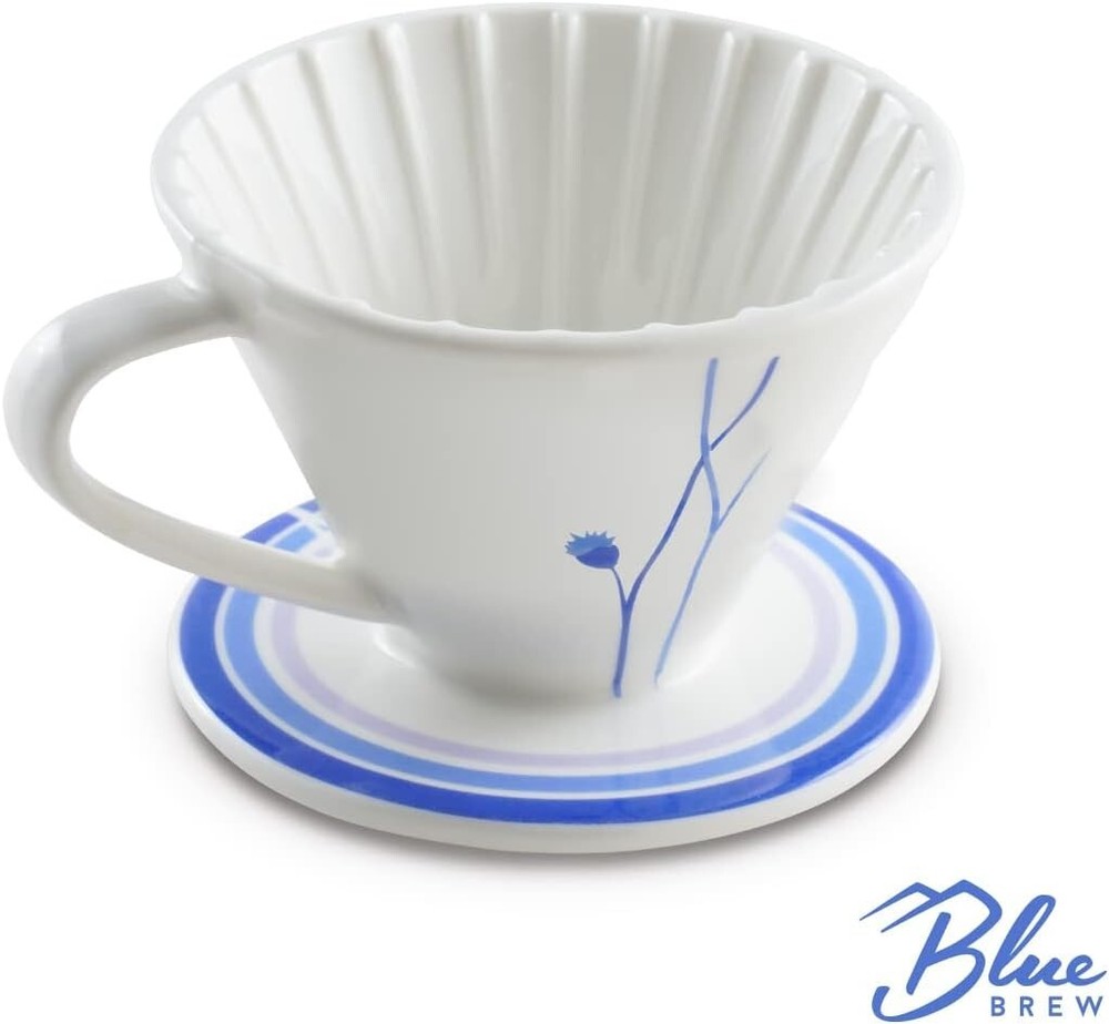 BLUE BREW Pour Over Coffee Dripper, Size 01 Ceramic Cone Coffee Maker, 2PK
