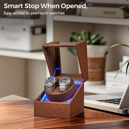 Watch Winder for Automatic Watches, Double Watch Widner with Led Light 4