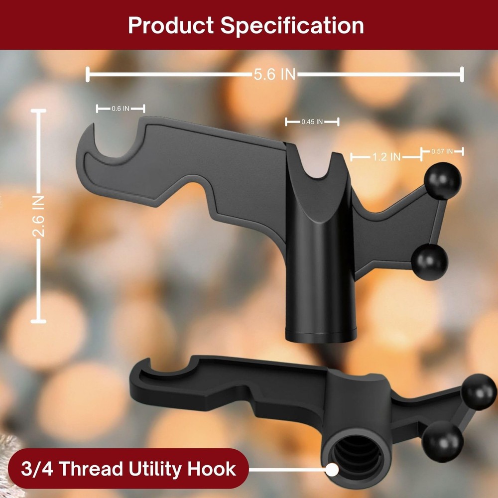 Christmas Light Hanger Hook Tool, Utility Hook Screw On Pole Attachment (Pole...