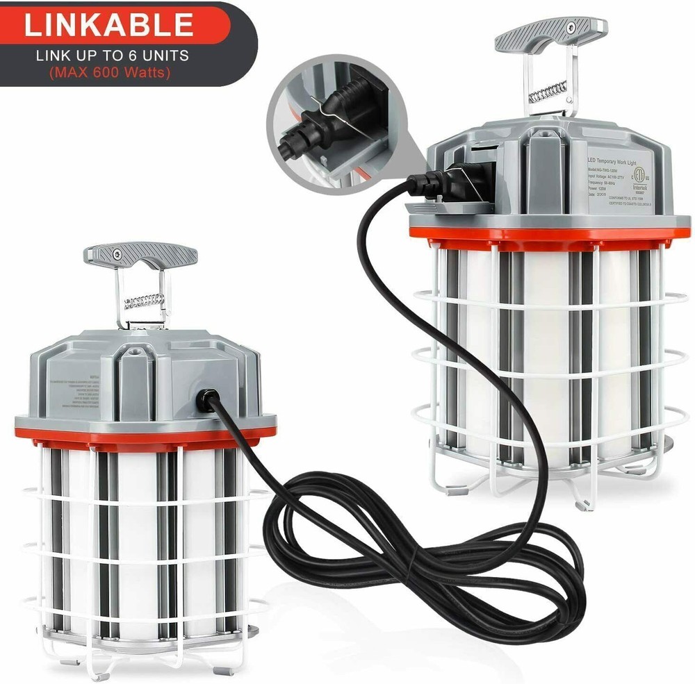 Temporary Work Light 80W LED Construction Lamp Guard Hanging for Workshop 5000K